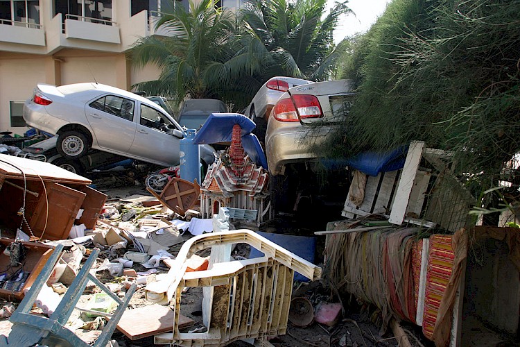 Tsunami wrecked cars