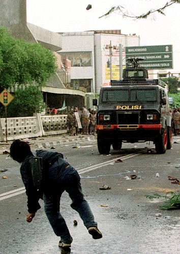 Indonesian students clash with police